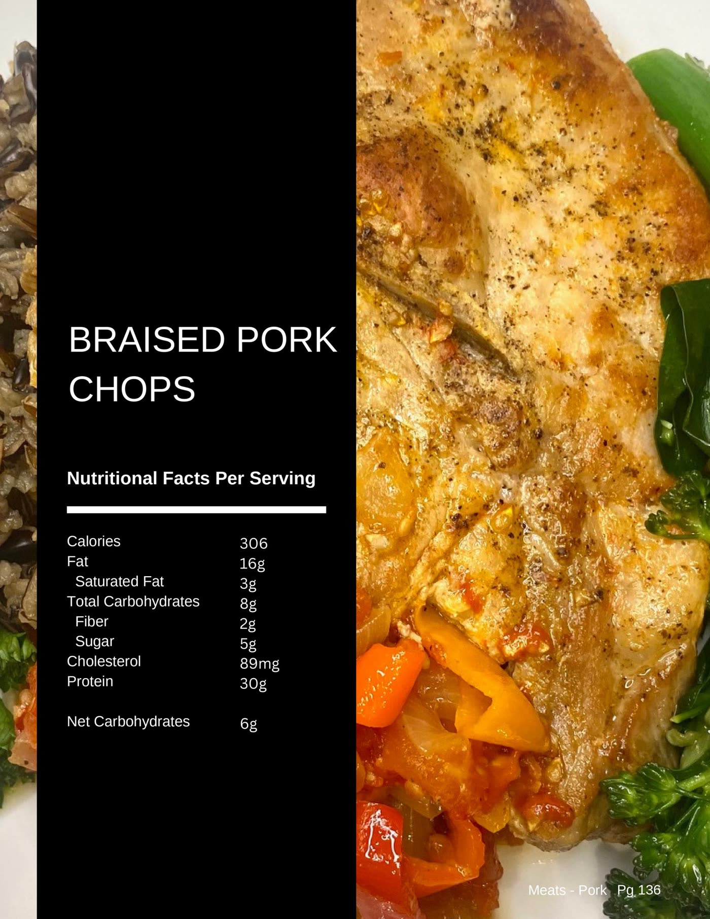 Braised pork chops in pan sauce, a healthy low carb dinner recipe from The Balanced Plate cookbook