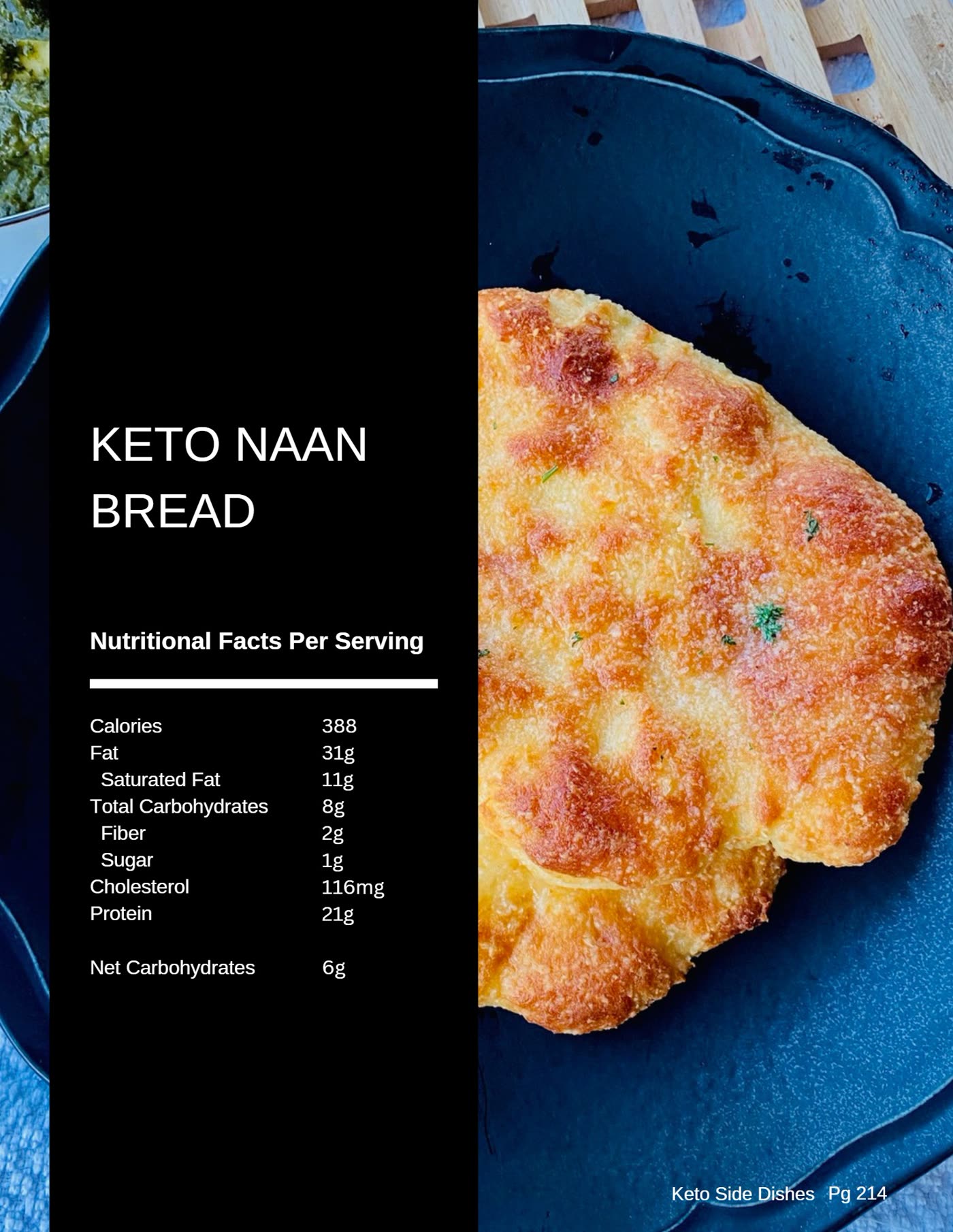 Keto naan bread low carb recipe photo from The Balanced Plate cookbook