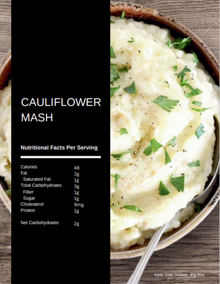 Creamy cauliflower mash keto side dish from The Balanced Plate cookbook