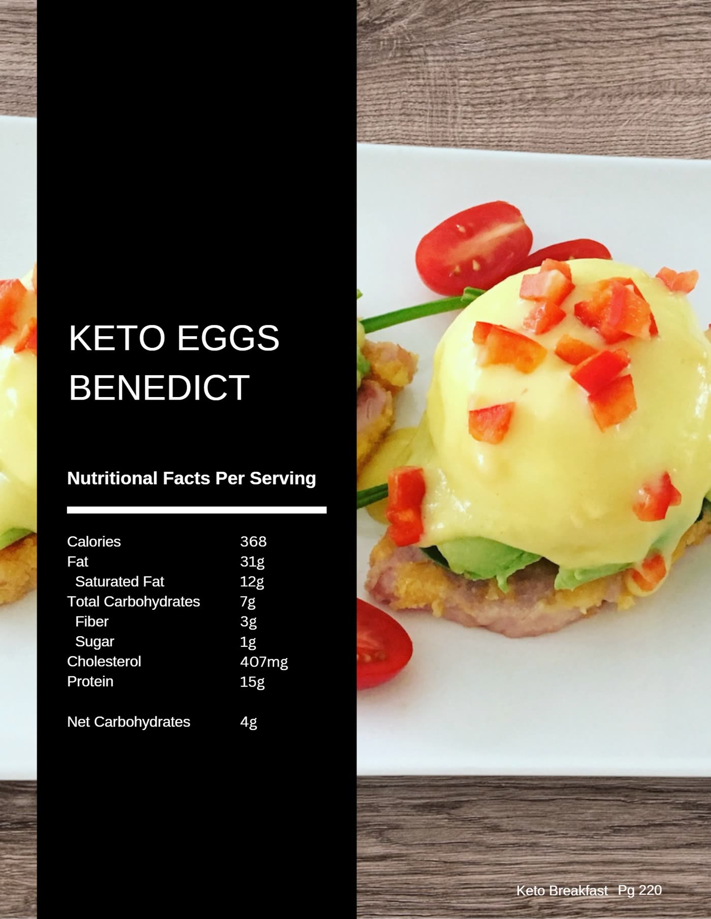 Keto eggs benedict breakfast photo from The Balanced Plate cookbook