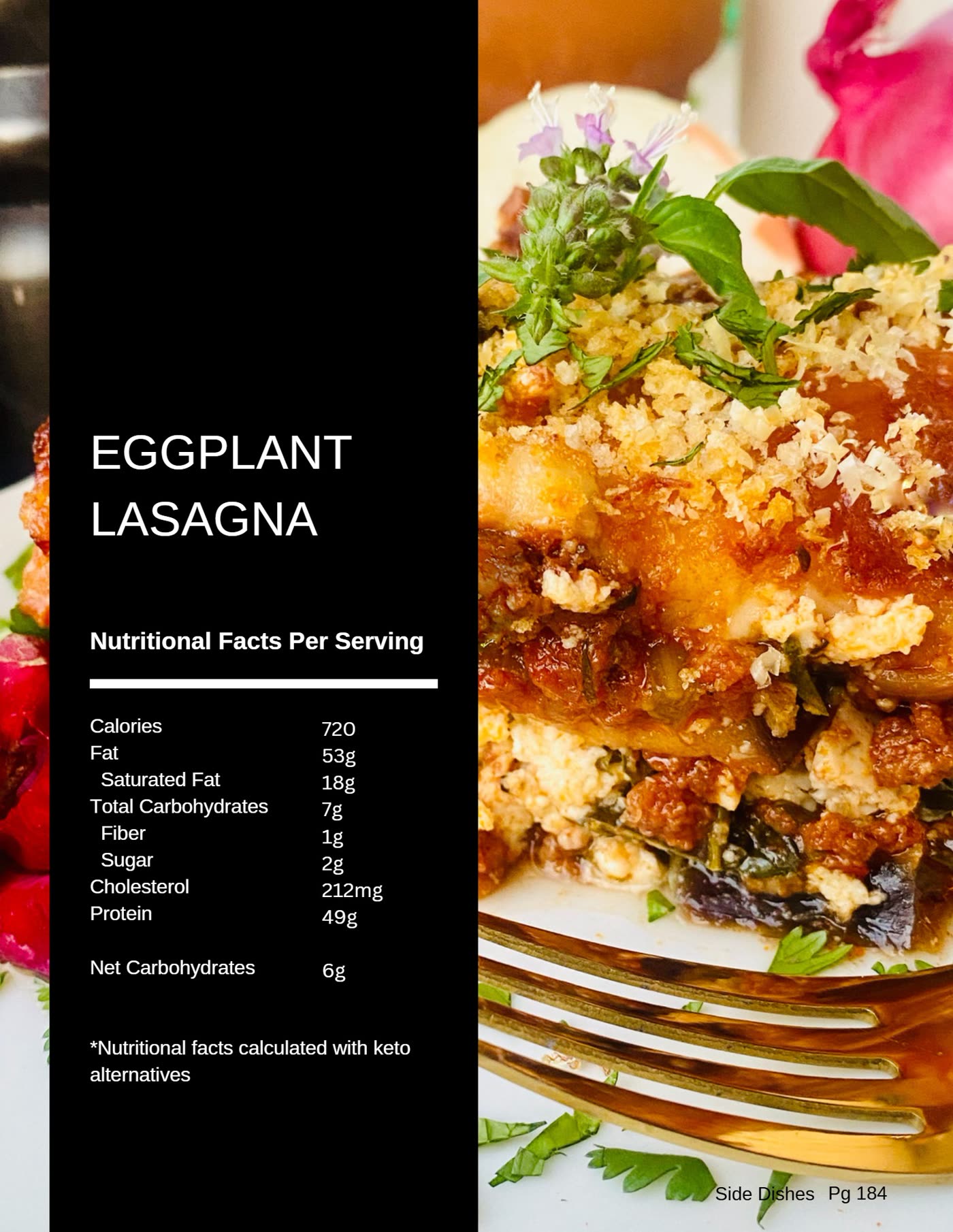 Low carb eggplant lasagna recipe photo from The Balanced Plate cookbook