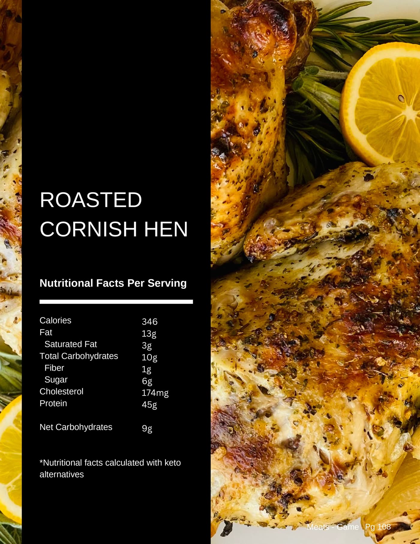 Roasted Cornish hen keto dinner recipe photo by Chef Monika Jensen