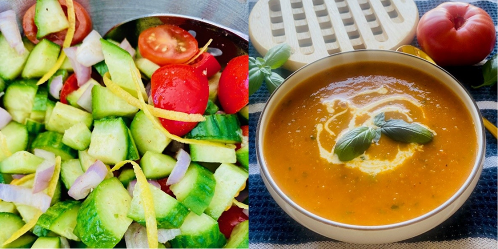 lemon cucumber salad and heirloom tomato soup the balanced plate cookbook by monika jensen Discover how The Balanced Plate's keto magic